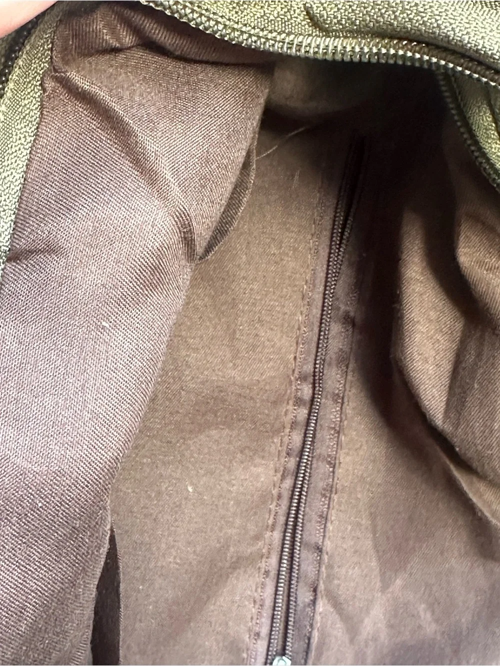 Olive Green Canvas Messenger Bag with Totoro Print